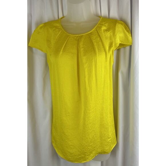 Ann Taylor LOFT Textured Cap Sleeves Blouse, Canary Yellow, Sz: S, 58-18 - Picture 15 of 16